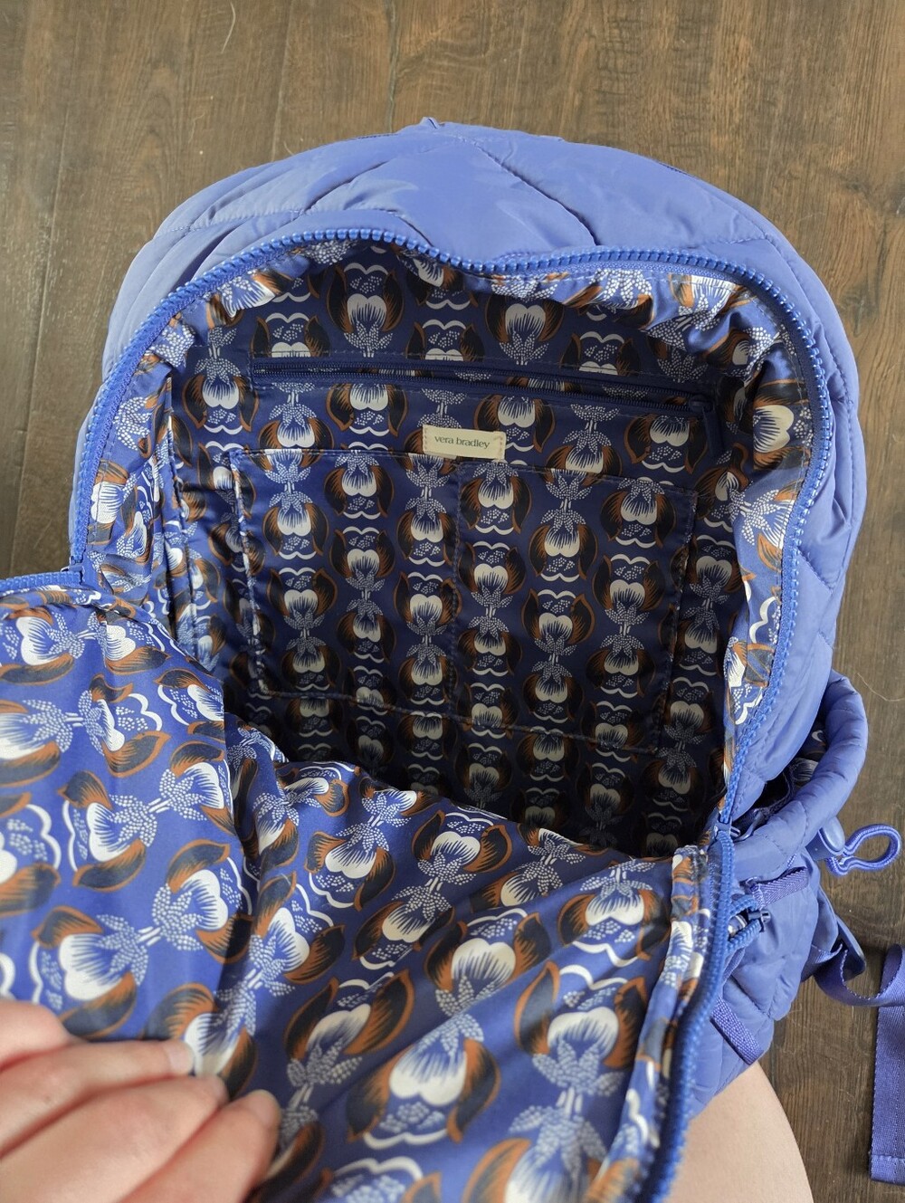 Vera Bradley Bancroft Backpack - Deep Ultramarine Quilted Back To School - Picture 10 of 12